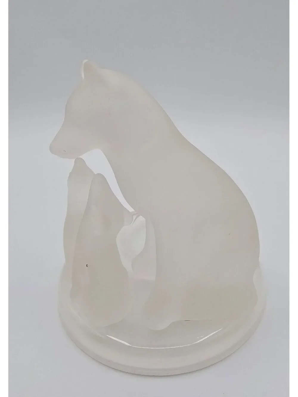 Retired PartyLite Frosted Glass Wolf Family Tealight Candle Holder